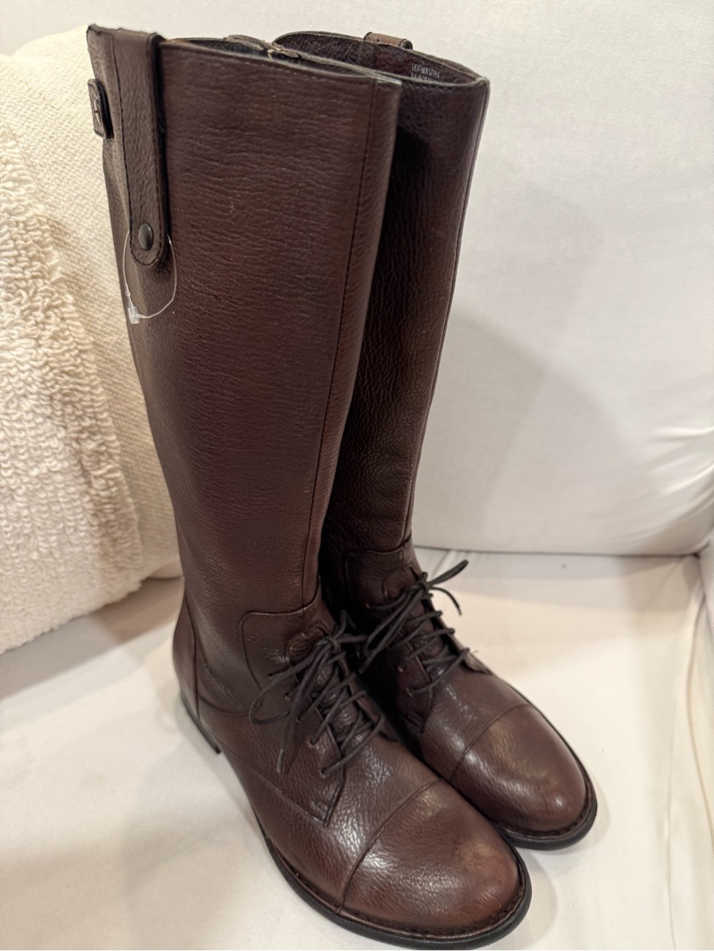 Born Dark Brown Leather Lace-Up Riding Boots